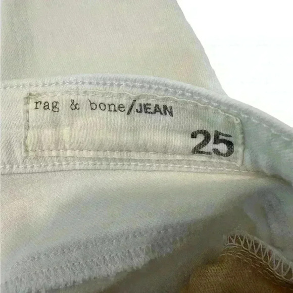 RAG +BONE TATTERED & PATCHED WHITE SKINNY JEAN SIZE 25 - Picture 3 of 9